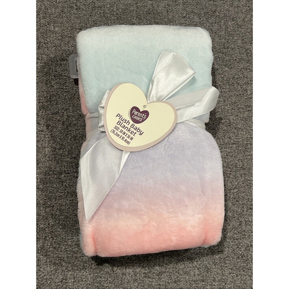 Parents Choice Walmart Pink Purple Blue Ombre Pastel Plush Baby Blanket New